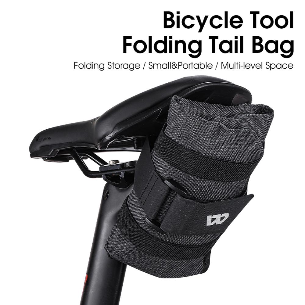 WEST BIKING Practical Bicycle Tool Storage Bag Folding Portable Cycling Bag Bicycle Riding Foldable Bag Bike Saddle Bag
