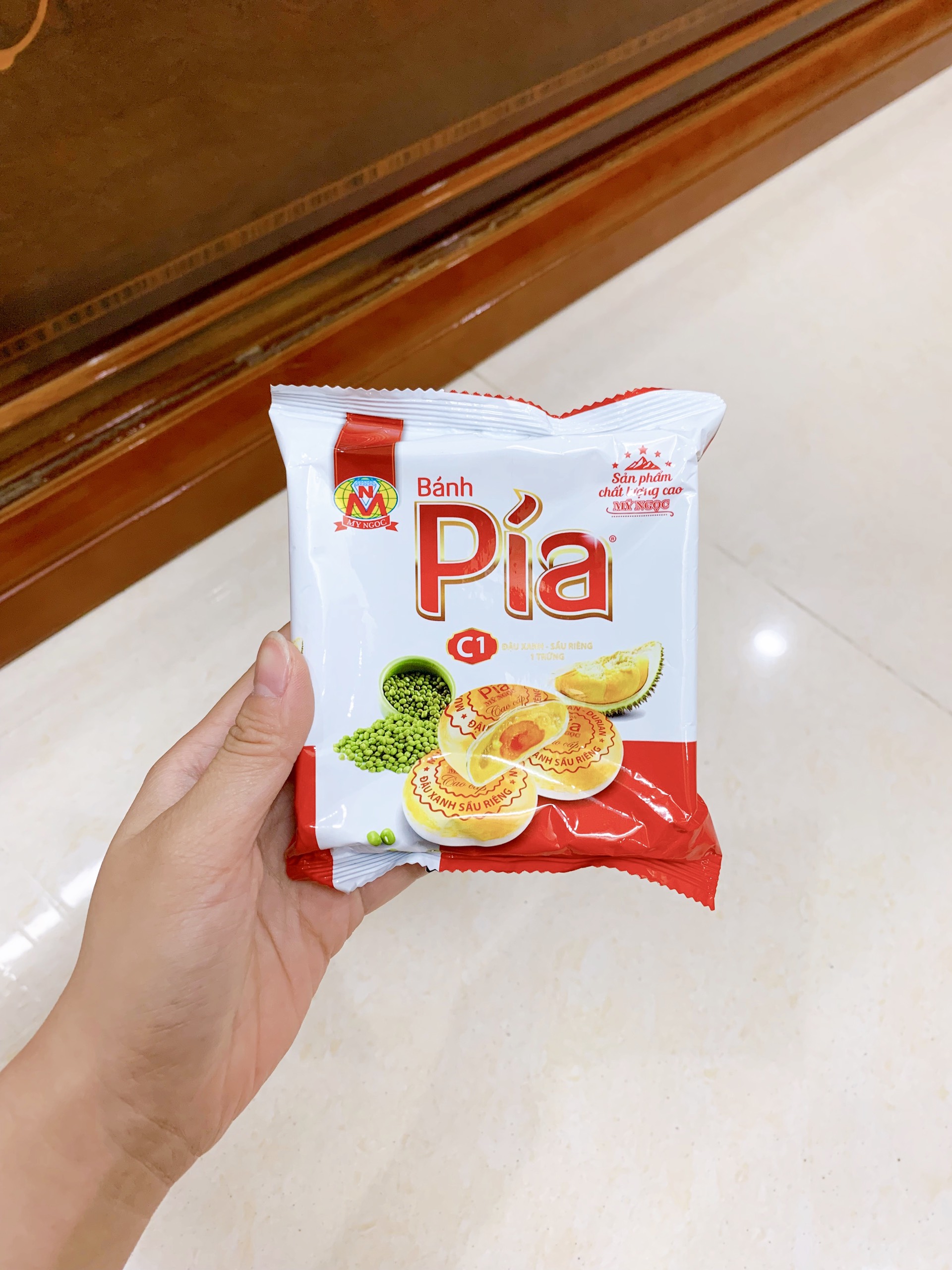 400g Bánh pía C1 đậu xanh SẦU RIÊNG CHÍN cao cấp MỸ NGỌC có 4 TRỨNG MUỐI