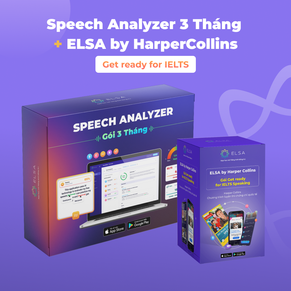 Hình ảnh Combo Phần Mềm Speech Analyzer 3 tháng và Khóa luyện thi chứng chỉ quốc tế ELSA by HarperCollins - Get ready for IELTS