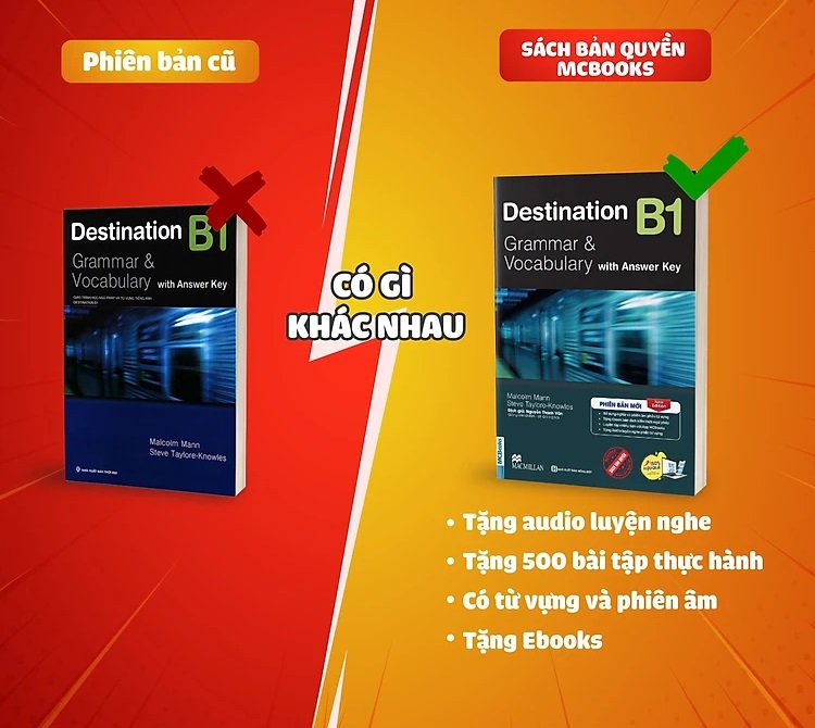 Sách Destination B1 &amp; B2 Grammar and Vocabulary Bài Tập + Kèm Đáp Án + File Nghe (Lẻ/Combo) - MCBOOKS