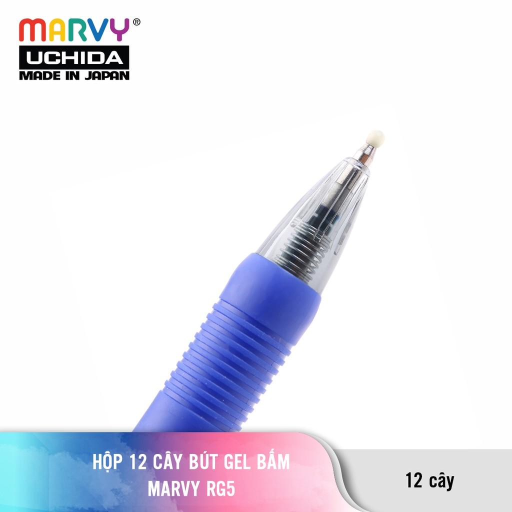 Hộp 12 cây Bút gel bấm MARVY RG5 ngòi 0.5mm