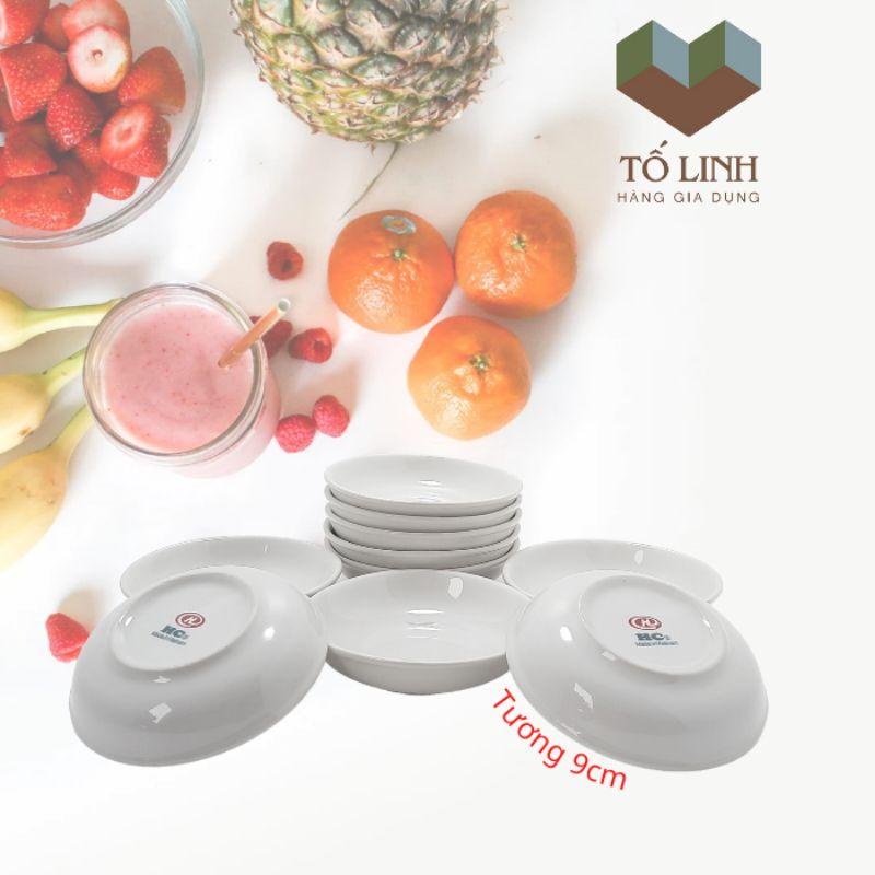 Combo 10 đĩa tương sứ trắng,,Set 10 dĩa tương sứ trắng