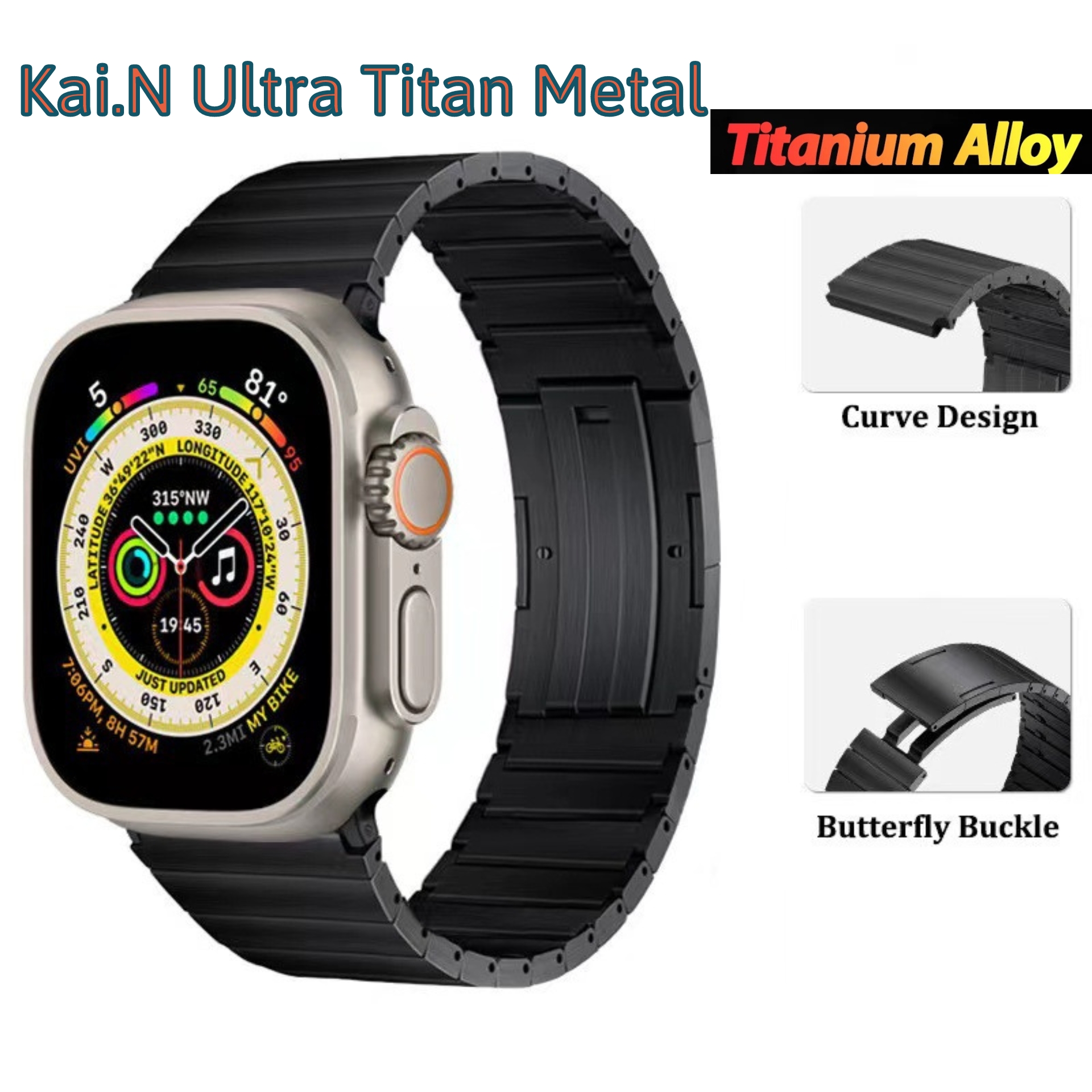 Dây Đeo Thay Thế Titanium Dành Cho Apple Watch Ultra / Apple Watch Series 1-8/SE/SE 2022, Kai.N Ultra Titanium Metal - Hàng Chính Hãng