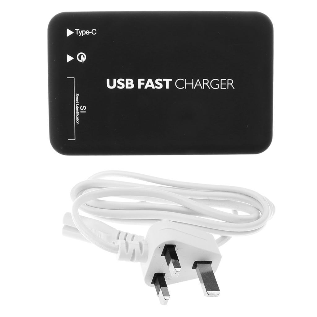 USB Type-C 50W 6-Port USB Charger QC3.0 Fast Charging Station Portable