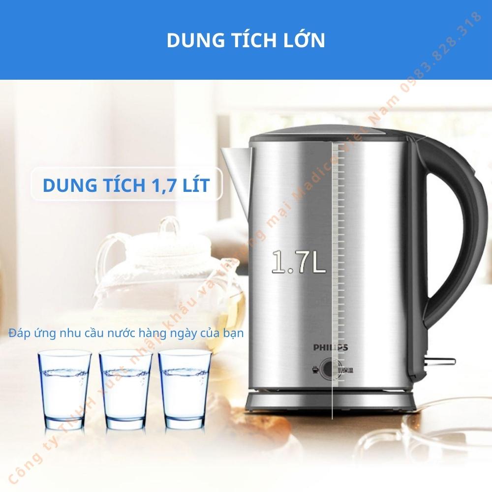 Ấm siếu tốc Philips HD9316 dung tích 1. 7 Lít - Hàng nhập khẩu