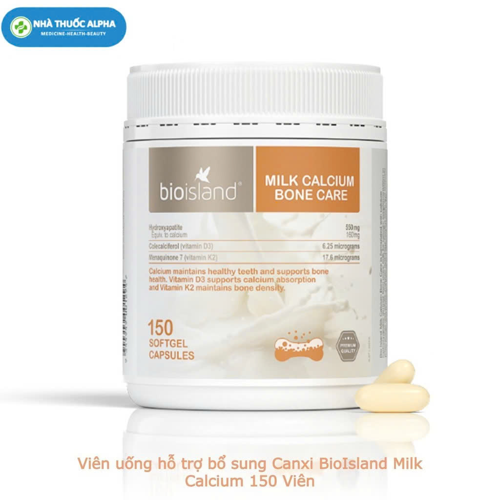Viên uống hỗ trợ bổ sung Canxi BioIsland Milk Calcium 150 Viên