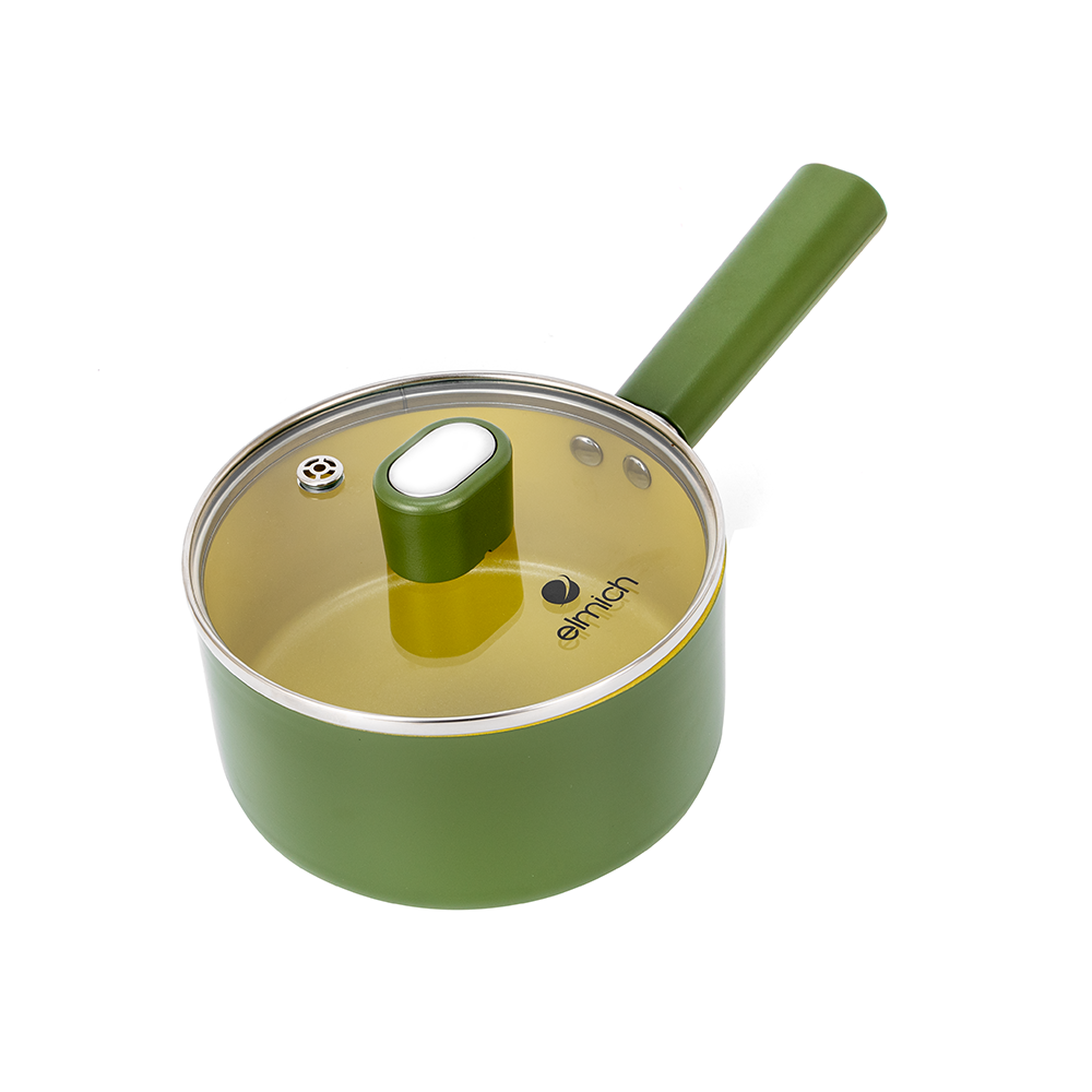 Bộ Nồi Chảo Phủ Sứ An Toàn Elmich Olive Baby Full Induction EL-5234OV 16cm, Hàng Chính Hãng -JoyMall