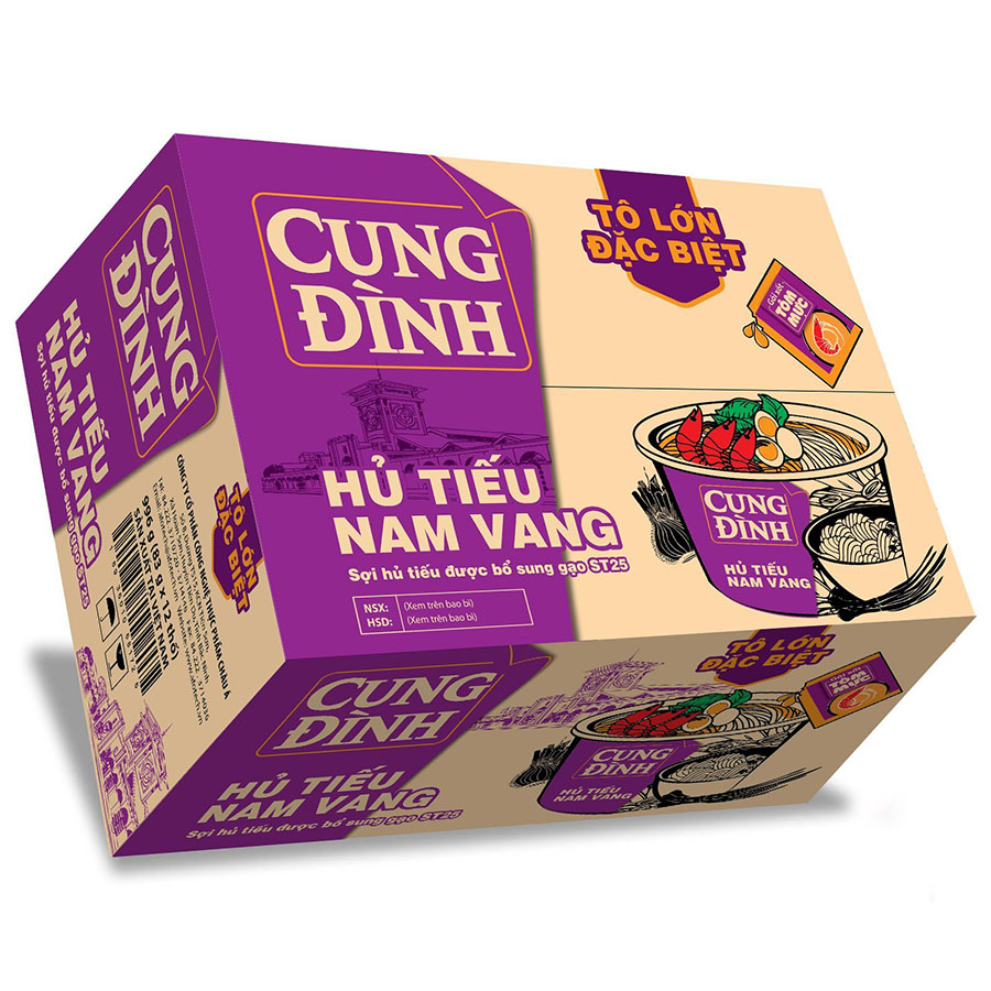 Thùng 12 Hộp Hủ Tiếu Nam Vang Cung Đình (83g x12 hộp )