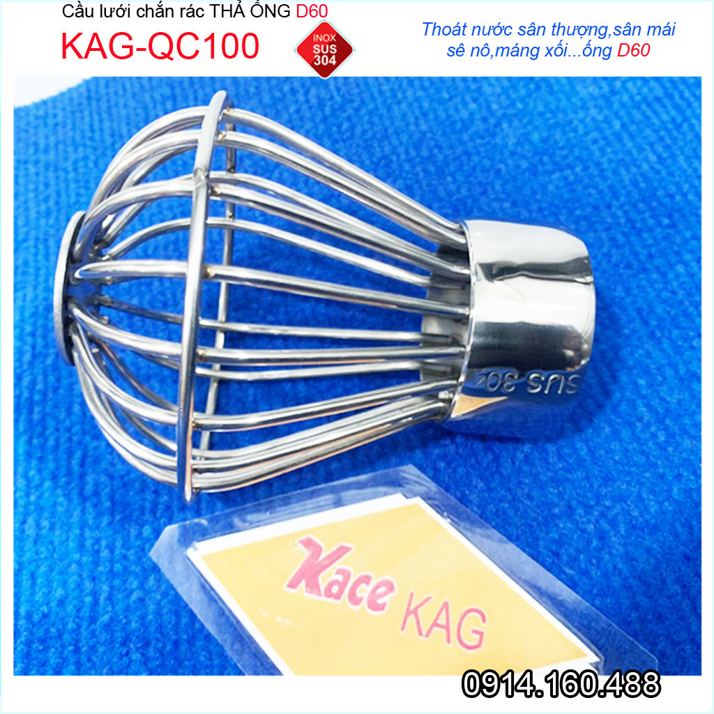 Cầu lưới D60-90 Inox 304 dày , cầu chặn rác thoát nước mưa D60-90 KAG-QC100 thoát nhanh