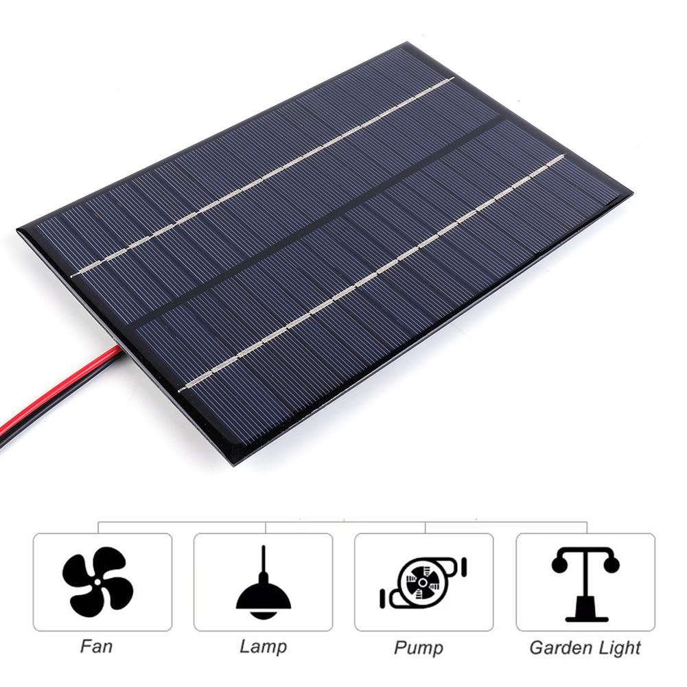 Bảng điều khiển năng lượng mặt trời không thấm nước 8W 18V Bảng đa tinh thể Di động ngoài trời Bộ sạc pin mặt trời DIY 200x130mm cho pin 12V-18V Màu sắc: Đen