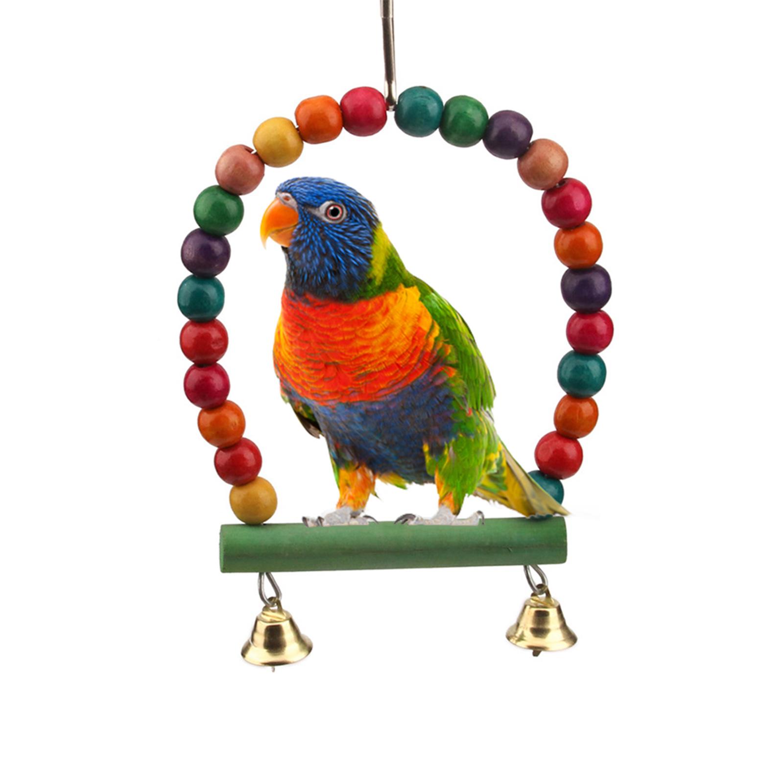 6 Pcs Bird Parrot Toys, Bird Swing Toy Colorful Chewing Hanging Hammock Swing Simple Bell Small String Bird Toys