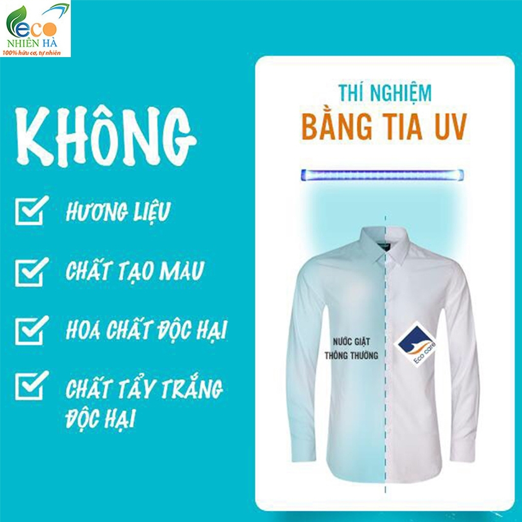 Nước giặt xả ECOCARE 4L tinh dầu bưởi, nước giặt hữu cơ an toàn cho bé, không hại da tay