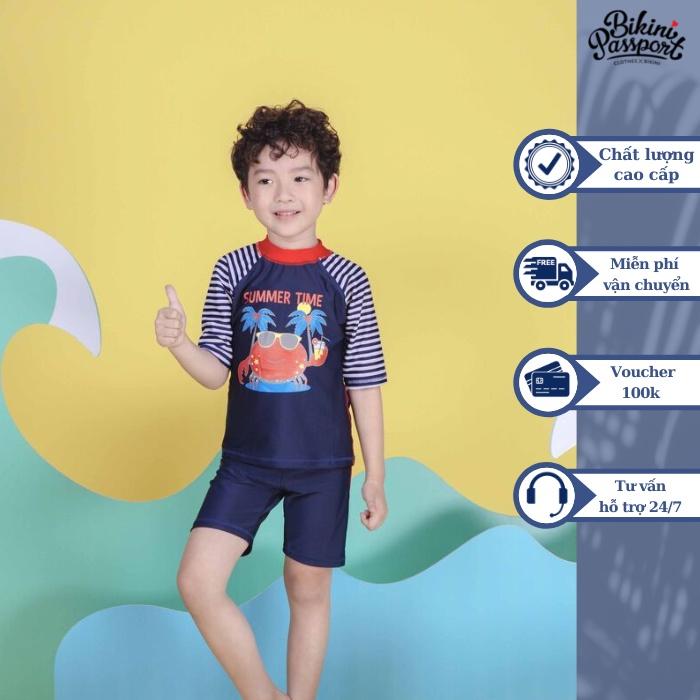 Đồ bơi áo tắm em bé BIKINI PASSPORT KID-Hai mảnh quần lửng in họa tiết - Navy-KD020_NV
