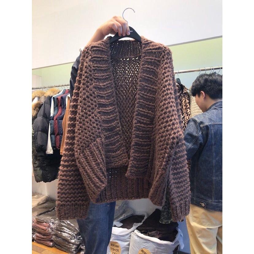 MS390 Áo khoác len đan dệt kim sợi to phong cách Hàn Quốc