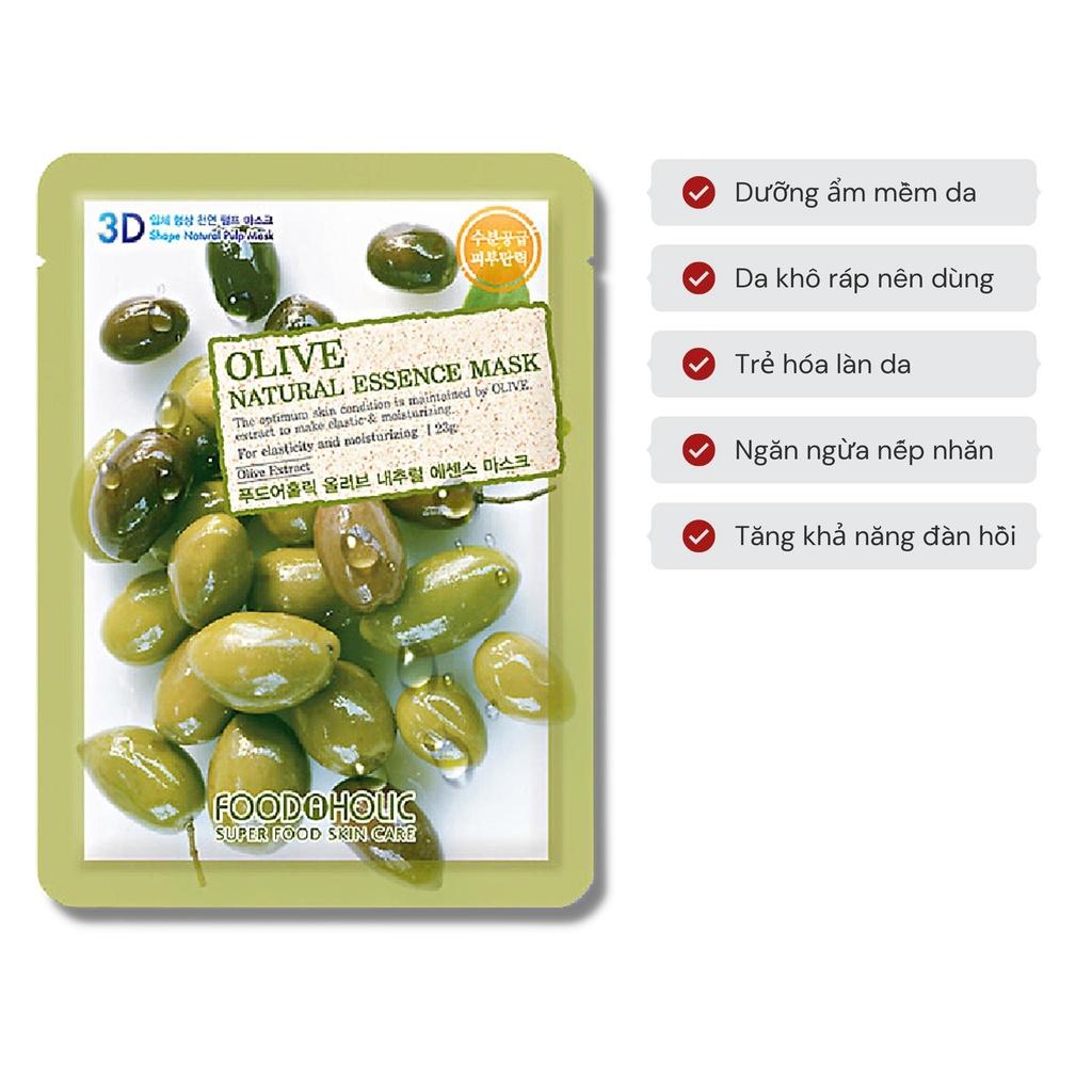 Combo 5 Mặt Nạ 3D Foodaholic Natural Essence Mask Olive Dưỡng Da 23g/Miếng