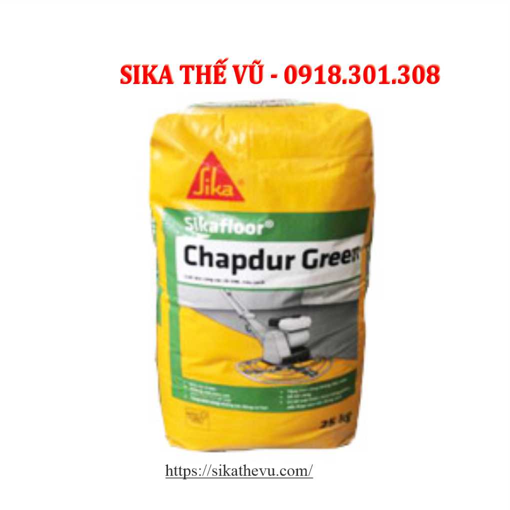 Bột xoa nền chống mài mòn, giúp tăng cứng bề mặt bê tông màu xanh - Sikafloor Chapdur Green (bao 25kg)