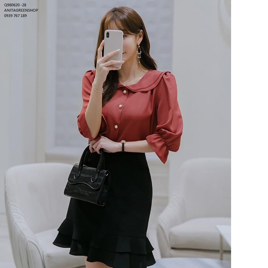 Q980620 ÁO SƠ MI NỮ CỔ SEN