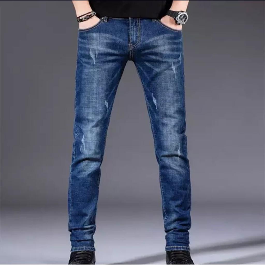 quần jeans nam ống suông cào nhẹ