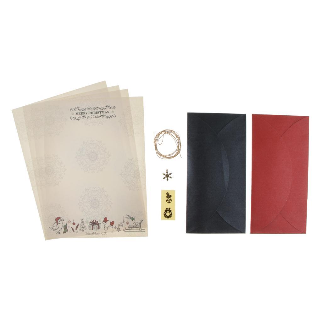 Novelty Christmas Letters Paper with Envelope Self Sealing Sticker Snowflake Shape Pendant