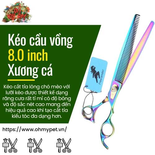 ️️️Kéo cắt tỉa lông thú cưng cao cấp màu cầu vồng - Kéo thẳng xương cá Freelander - 8.0 inch️️️