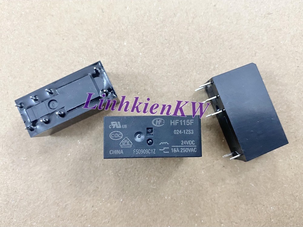 HF115F 024-1ZS3 Rơle 24V 16A 250V 8 chân. Relay tiếp điểm đơn