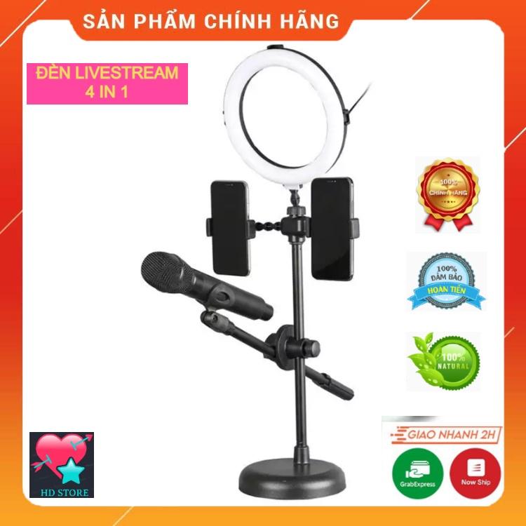 Đèn Livestream 4 In 1 Đèn Để Bàn, Quay Tiktok Livestream Bán Hàng, Chụp Hình Make Up, Trang Điểm, Ánh Sáng Mịn