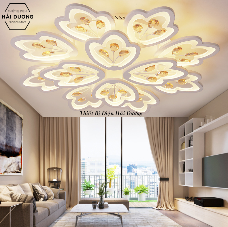 Đèn LED ốp trần hình hoa 12 cánh NT032 - 3 Chế Độ Ánh Sáng - Tăng Giảm Ánh Sáng - Điều Khiển Từ Xa - Kết Nối Điện Thoại - Có Video