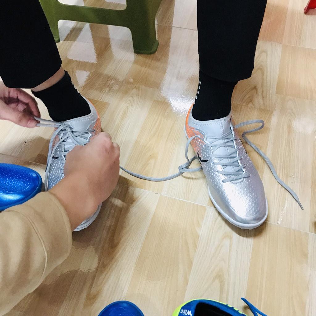 Mẫu giày cao cấp đá sân cỏ nhân tạo đôi giày được thiết kế ôm from chân người việt Wika Flash Xám