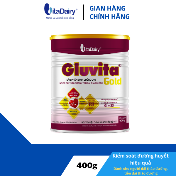 Sữa bột Gluvita Gold 400g giúp kiểm soát đường huyết, tăng cường sức khỏe tim mạch, bảo vệ thị lực - VitaDairy