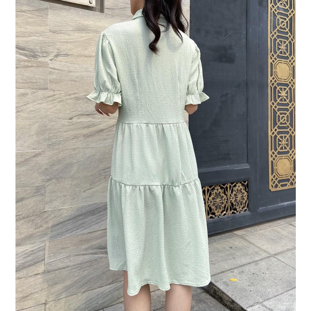Đầm sơ mi màu xanh Ngọc - Lovadova 22D08C002