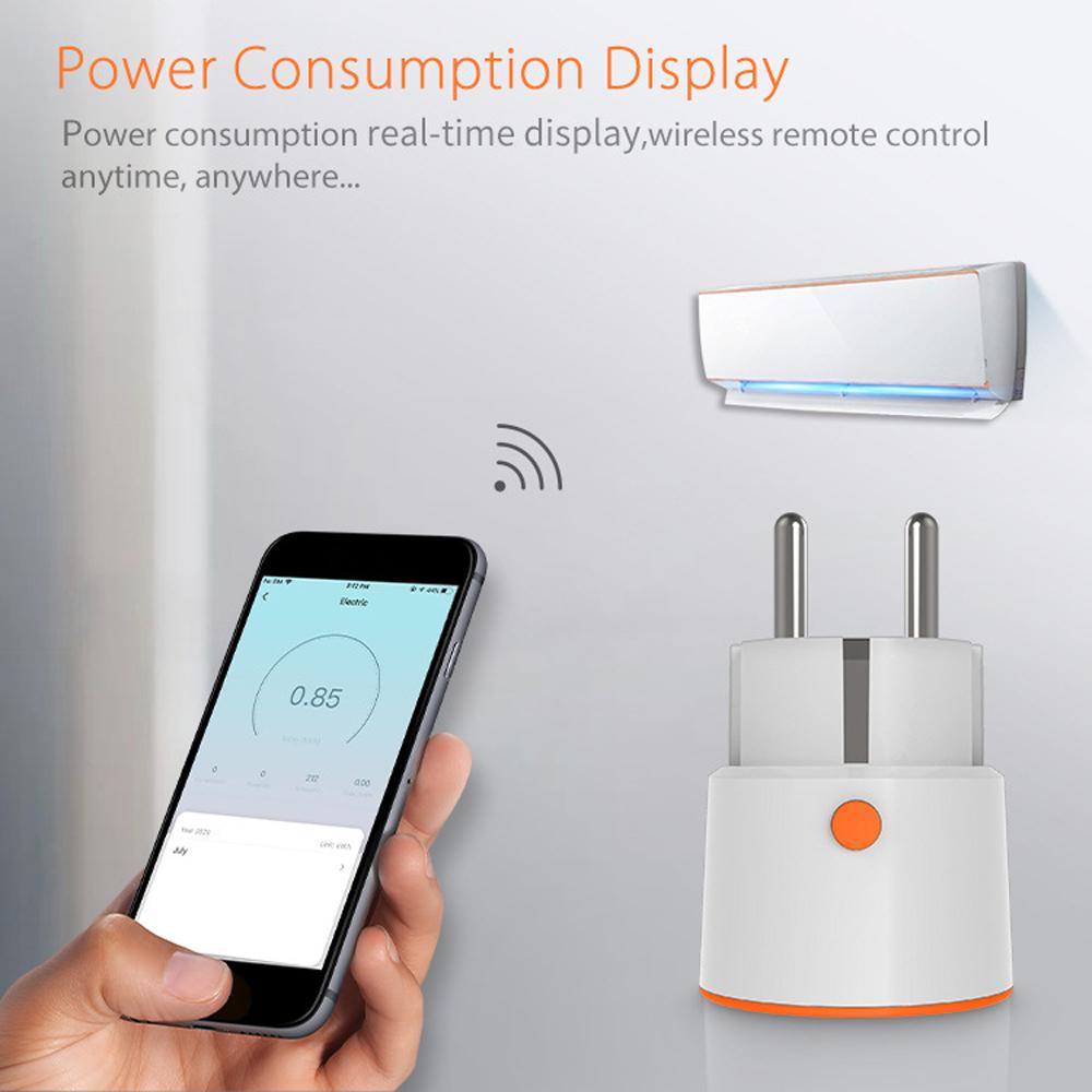 Tuya ZigBee 16A Intelligent EU-Plug Real-time Current Voltage Power Metering Countdown Plug Intelligent Home Scene Linkage Mobilephone APP Remotes Control Compatible with Alexa Google Home Voice Control