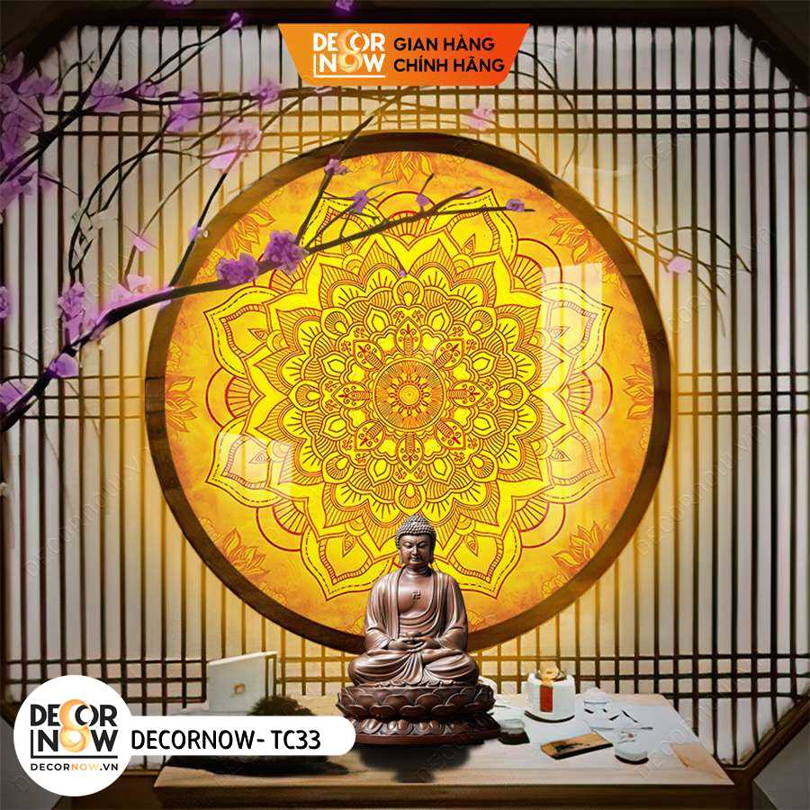 Đèn Hào Quang Phật In Tranh Trúc Chỉ DECORNOW 30,40 cm, Trang Trí Ban Thờ, Hào Quang Trúc Chỉ MANDALA DCN-TC33