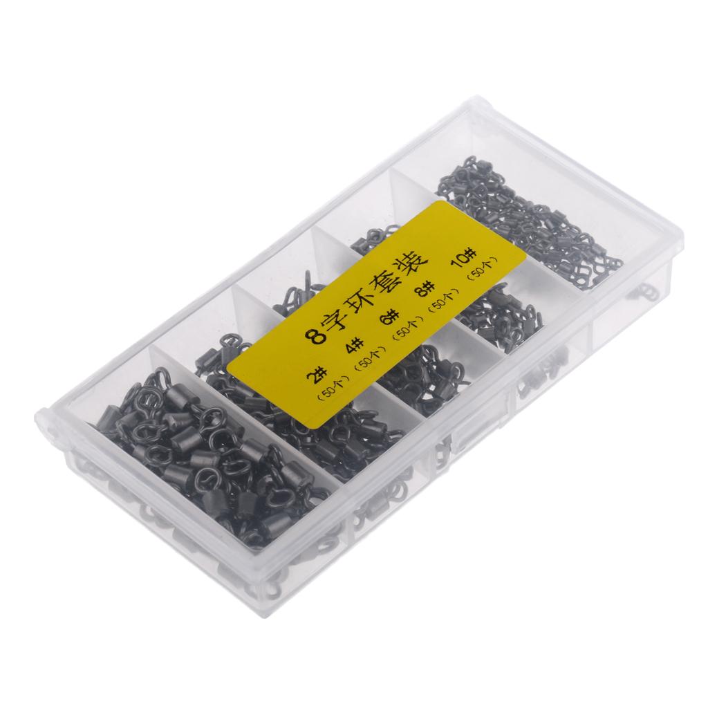 250Pcs Fishing Rolling Swivel Lures Hook Connector Terminal Tackle 2# - 10#