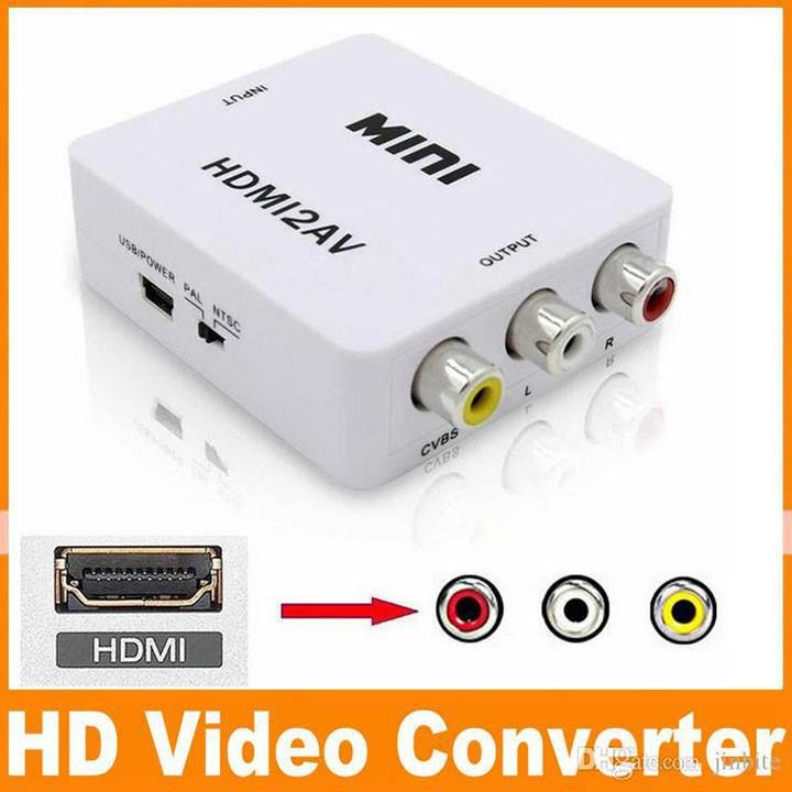 Hộp chuyển tín hiệu HDMI to AV có chip chuyển cho Androi box ra tivi cổng hoa sen Trắng