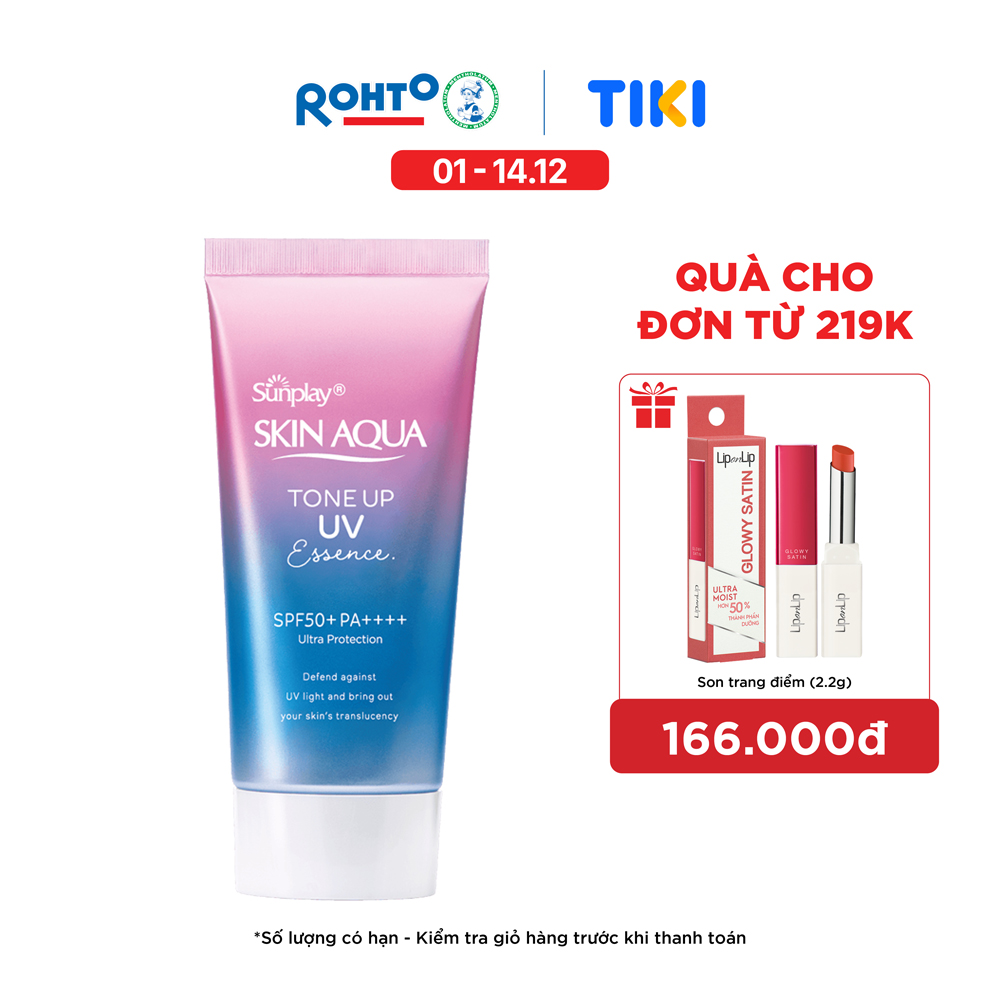 Tinh Chất Chống Nắng Nâng Tông Skin Aqua Tone Up Lavender Cho Da Tối Màu &Amp; Da Vàng Sunplay Skin Aqua Tone Up Uv Essence Lavender Spf 50 Pa 50G