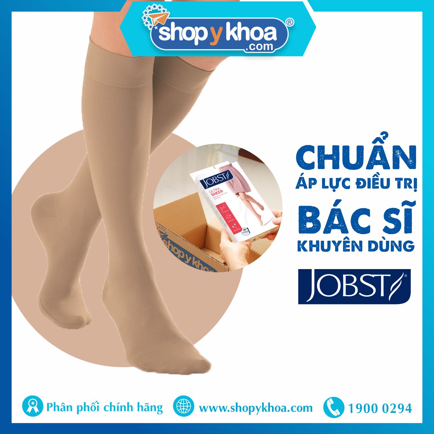 Vớ y khoa gối JOBST UltraSheer - Siêu Mỏng điều trị giãn tĩnh mạch chân - Da