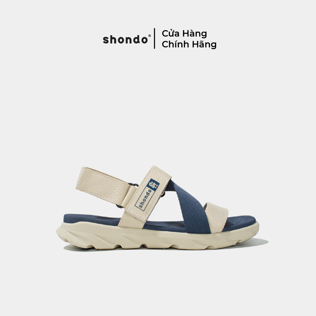 Giày Sandals Nam Nữ Shondo F6 Sport Đế Be Quai Be Xanh F6S2525