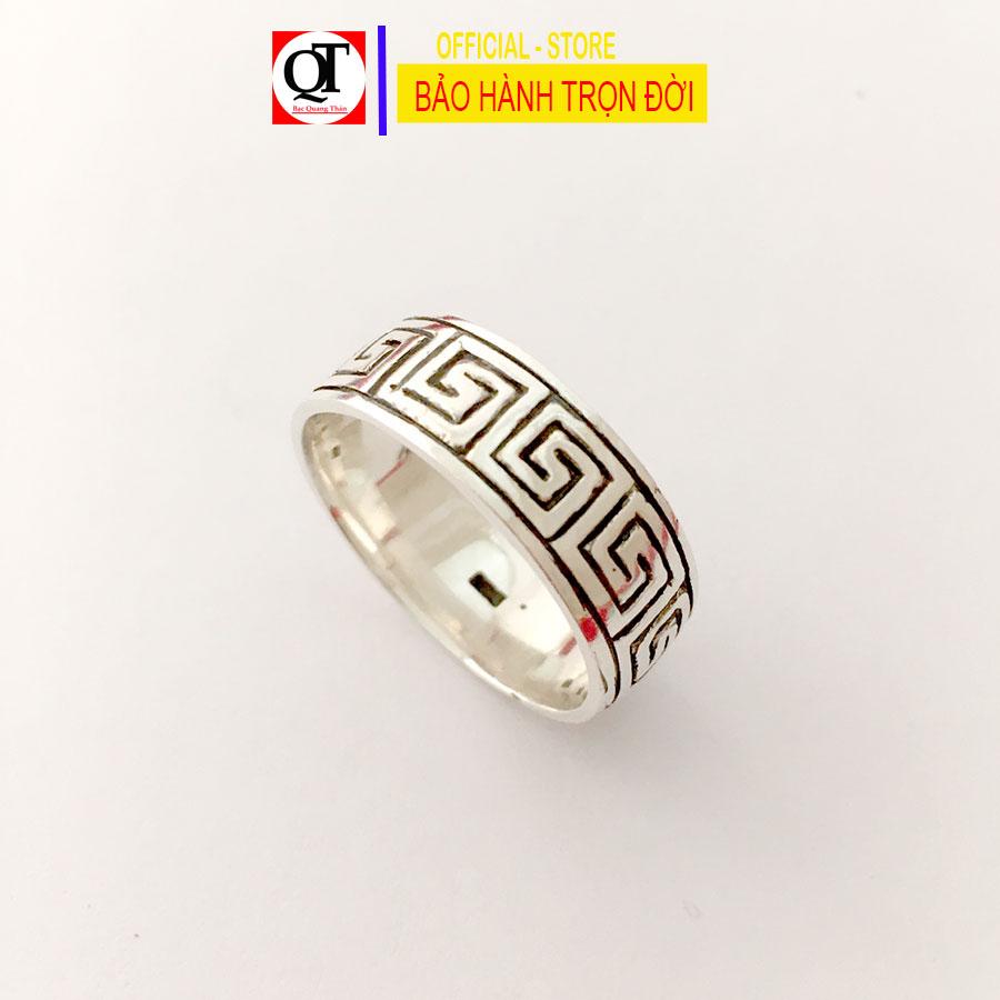 Nhẫn nam bạc chữ vạn sơn đen bản 0.7cm chất liệu bạc ta trang sức Bạc Quang Thản - QTBTha126
