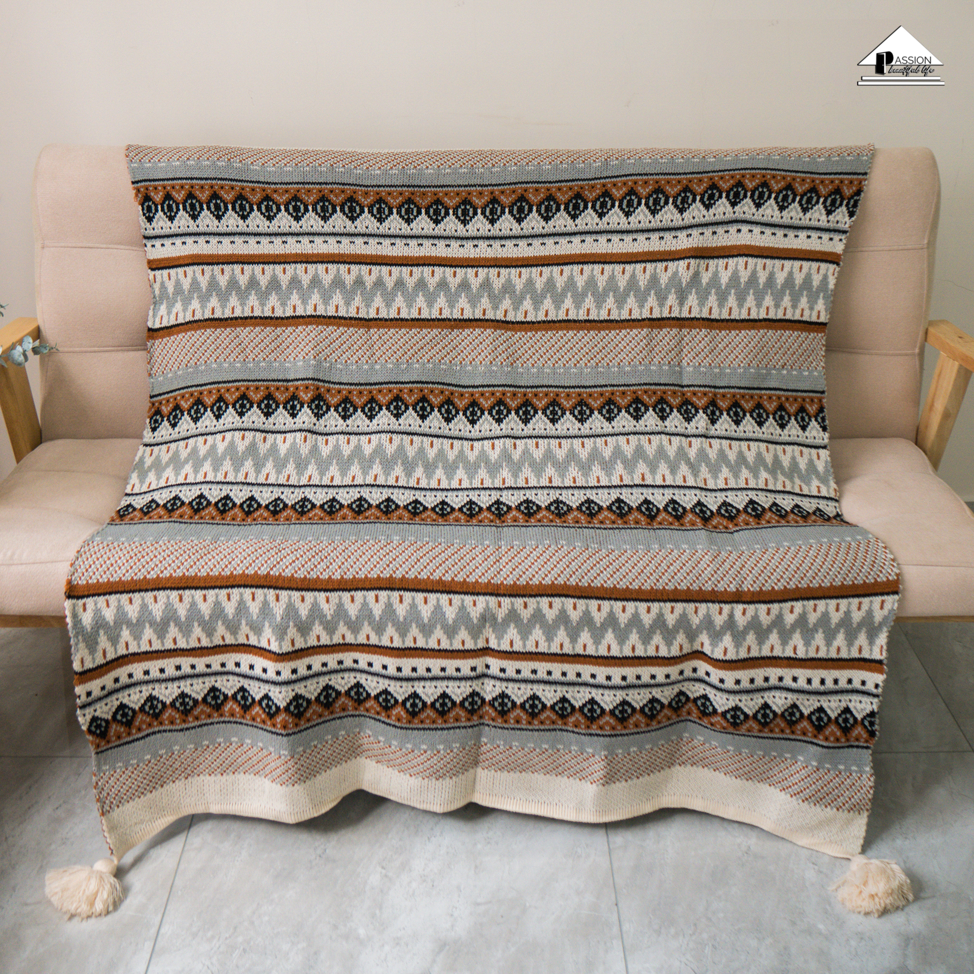 Chăn Đan Len Dệt Kim Boho Trang Trí Sofa