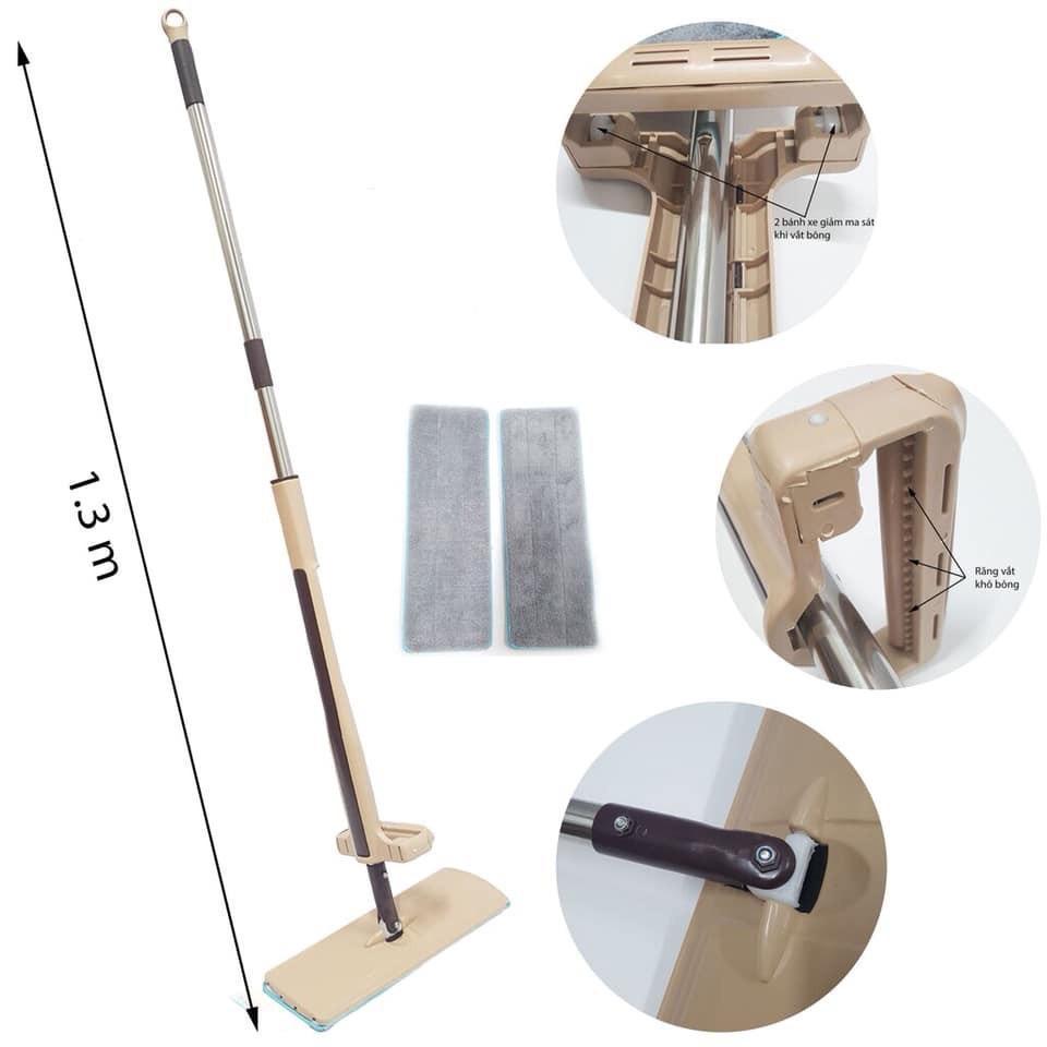 Cây Lau Nhà Tự Vắt Cán Dài Xoay 360 Độ Tặng Kèm 2 Bông Lau Tiện Lợi