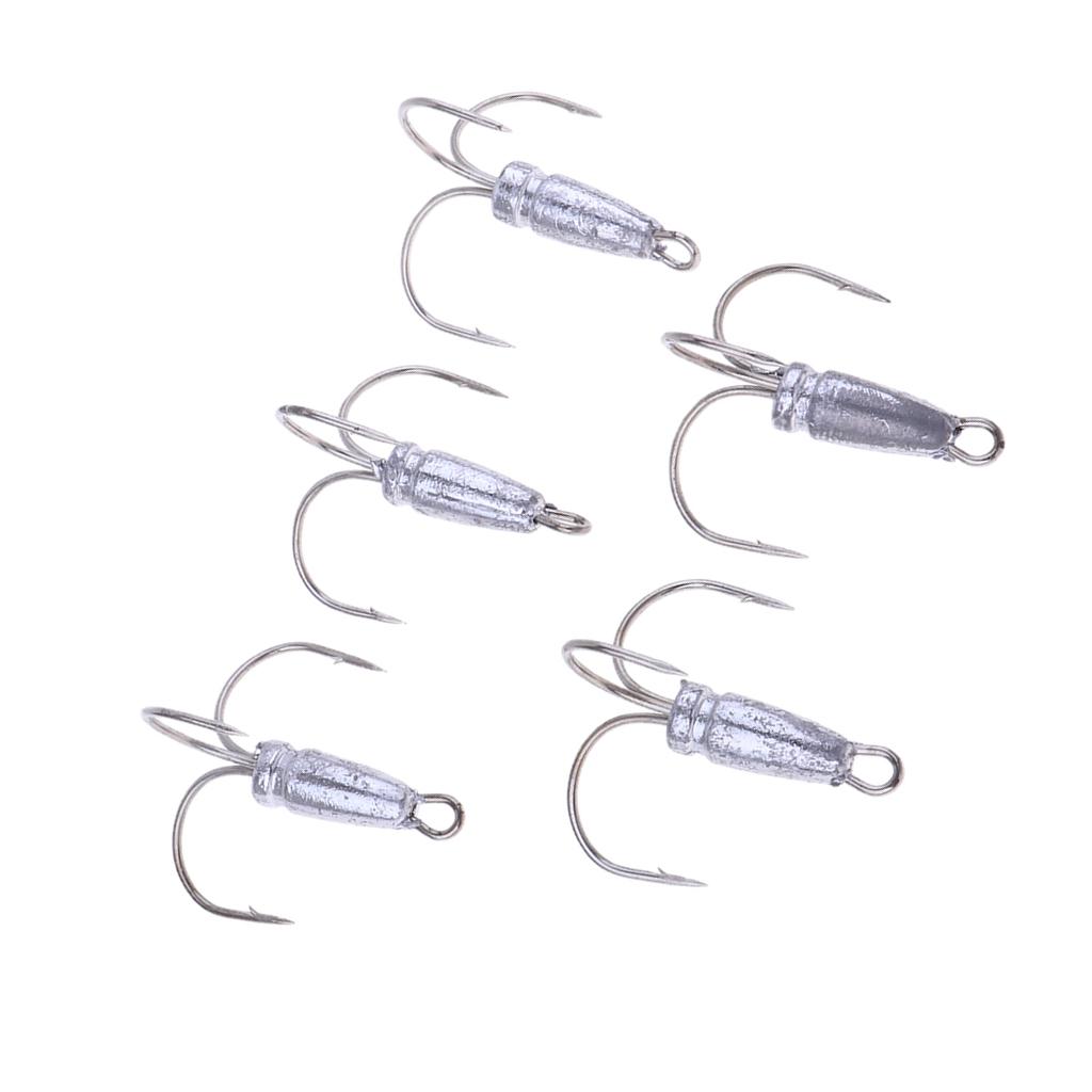 5 Pieces Treble Anchor Fishing Hooks Lead Head for Sea Boat Lake Fishing