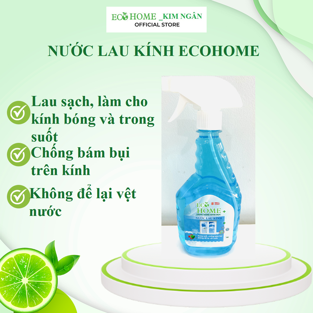 Nước Lau Kính Dạng Xịt Sáng Bóng Ecohome Việt Nam 500g Hương Hoa Nhài Thơm Ngát