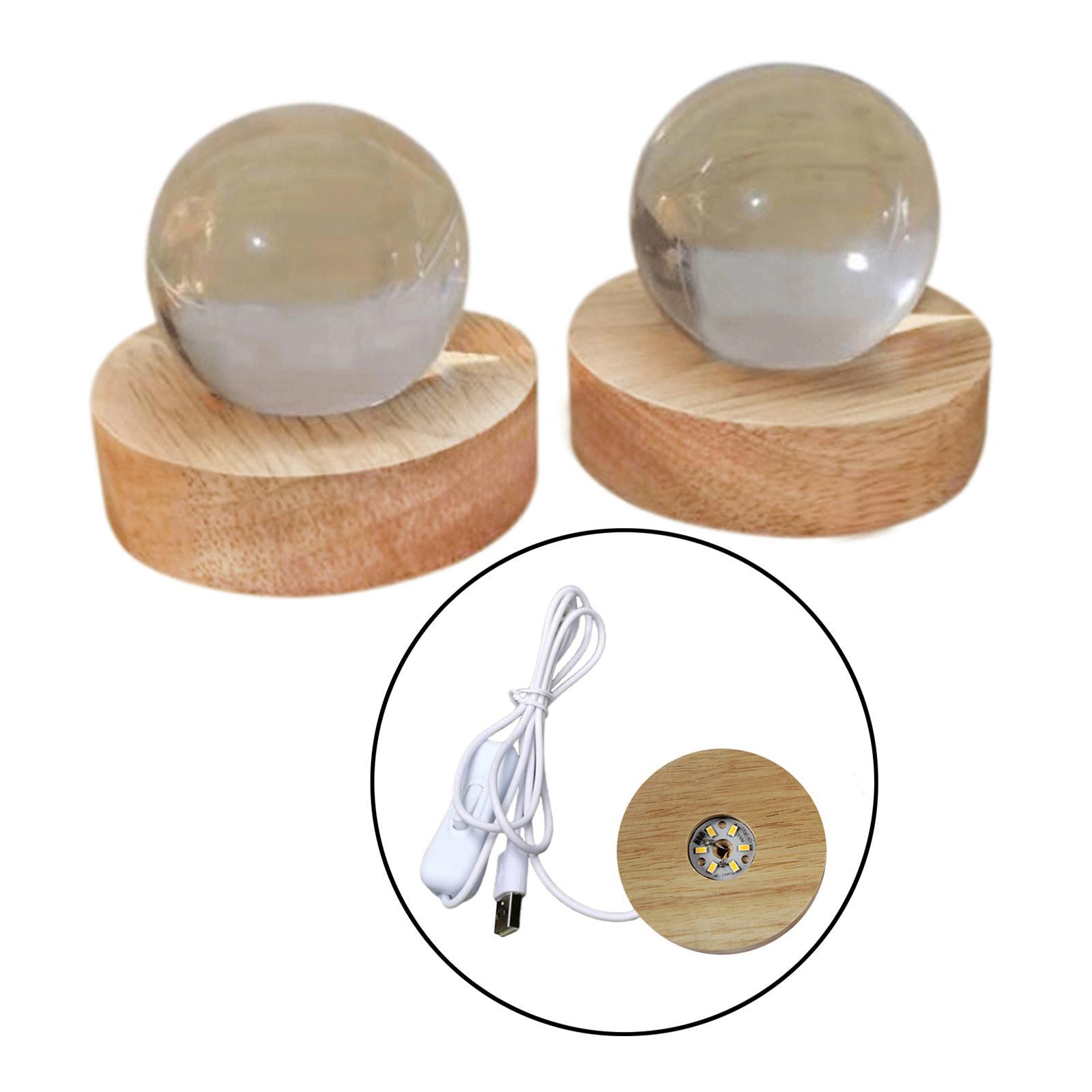 Set of 2 LED Night Light Base Acrylic Display Holder Lamp for Crystals Lights
