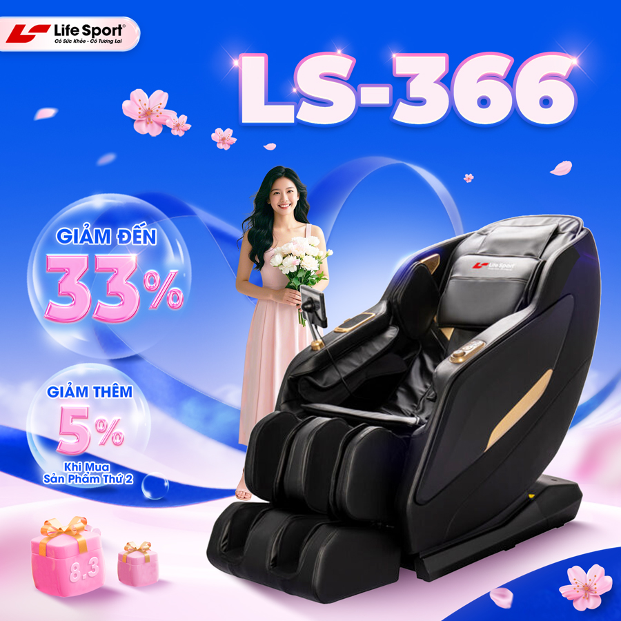 Ghế Massage Lifesport LS-366,Ghế Massage Công Nghệ Dò Hiện Đại Xác Định Vị Trí Huyệt Đạo Cần Massage Với 8 Chế Độ