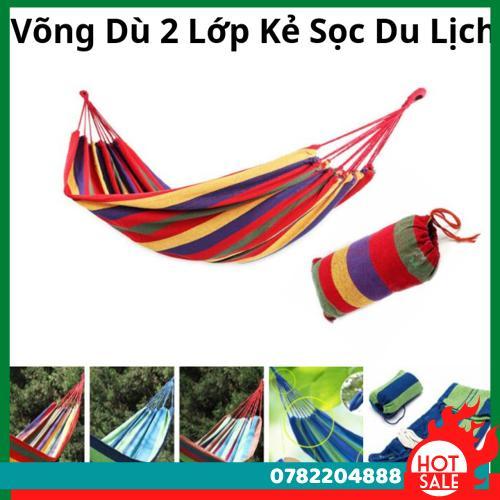 Võng Dù Kẻ Sọc Du Lịch 2 Lớp Dày Dặn, Chịu Lực Cao Size 180Cm X 80Cm (Giao Mẫu Ngẫu Nhiên) - CH Hương Thị Miễn Phí Vận Chuyển