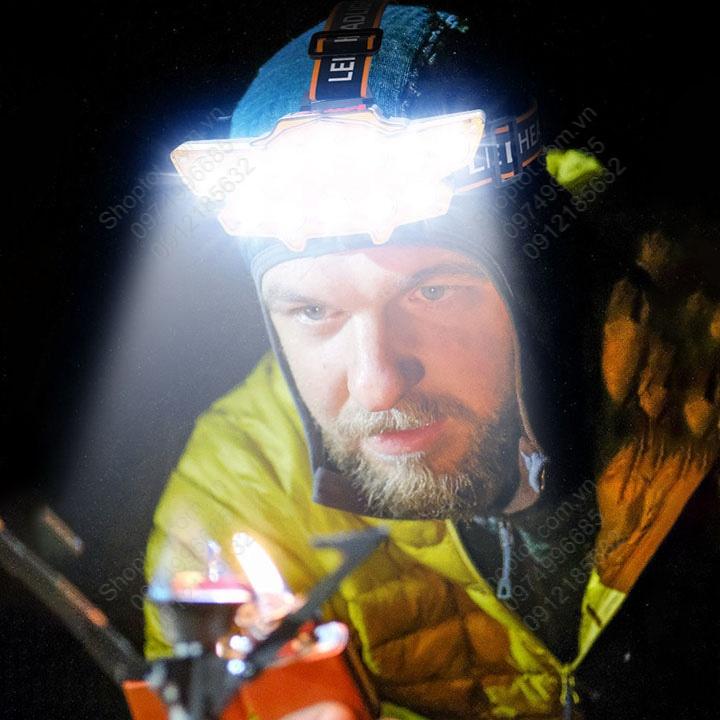 Đèn Pin LED đội đầu P12LED, 12 pha led siêu sáng, dùng pin sạc