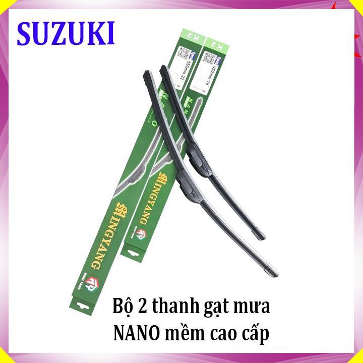 Bộ 2 thanh gạt nước mưa ô tô Nano mềm cao cấp hãng xe Suzuki: Celerio-Vitara-Swift-Ertiga-Grand Vitara-Alto-Carry-WagonR