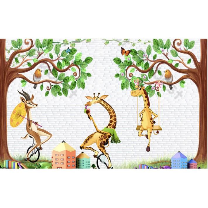 Tranh dán tường Hươu cao cổ Trang trí phòng cho em bé, tranh nguyên tấm lớn, có keo sẵn MS932610