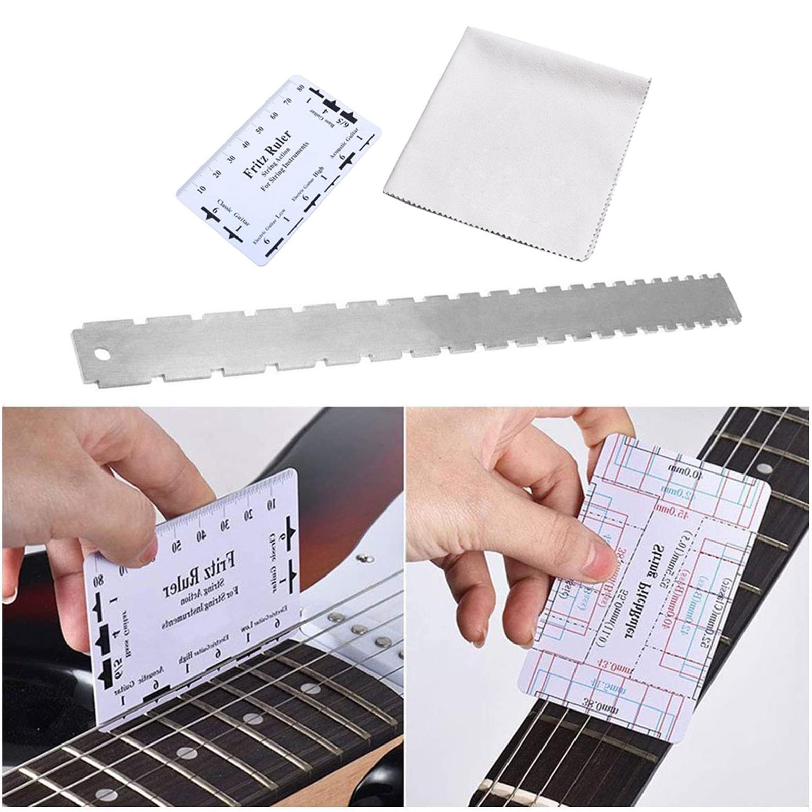 Guitar Neck Notched Straight Fret Ruler Measuring Ruler Gauge Fret Leveling Fret Guitar Level Luthier Tool for Bass Acoustic Electric Guitar