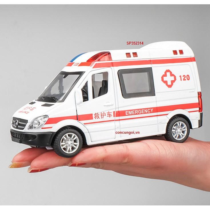 Đồ chơi xe sắt pin trớn Ambulance 120, Police 110 âm thanh, đèn, mở cửa, 8909 - SP352314